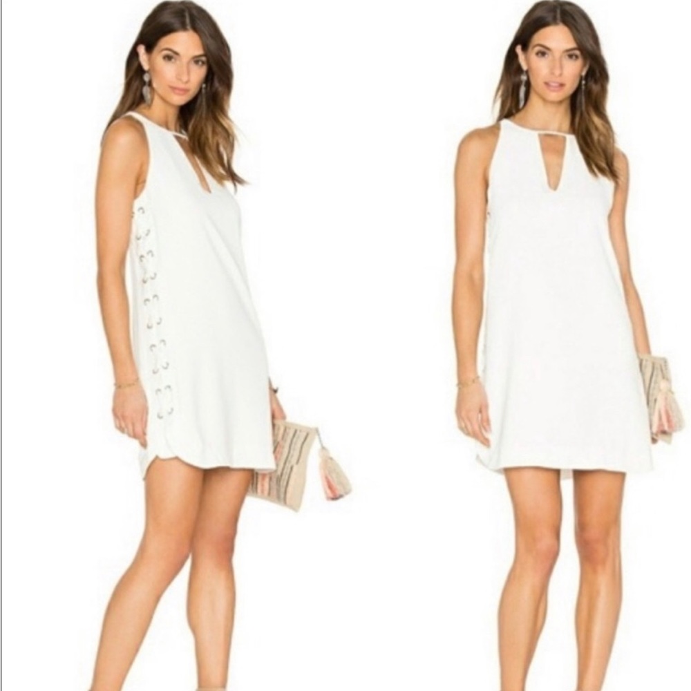 Parker Riviera Cream Lace Up Mini Dress Size Small